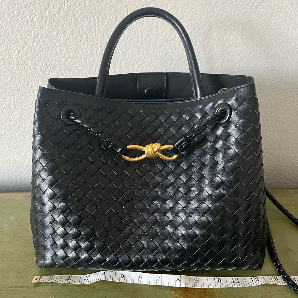Elegant Black Woven Tote Bag